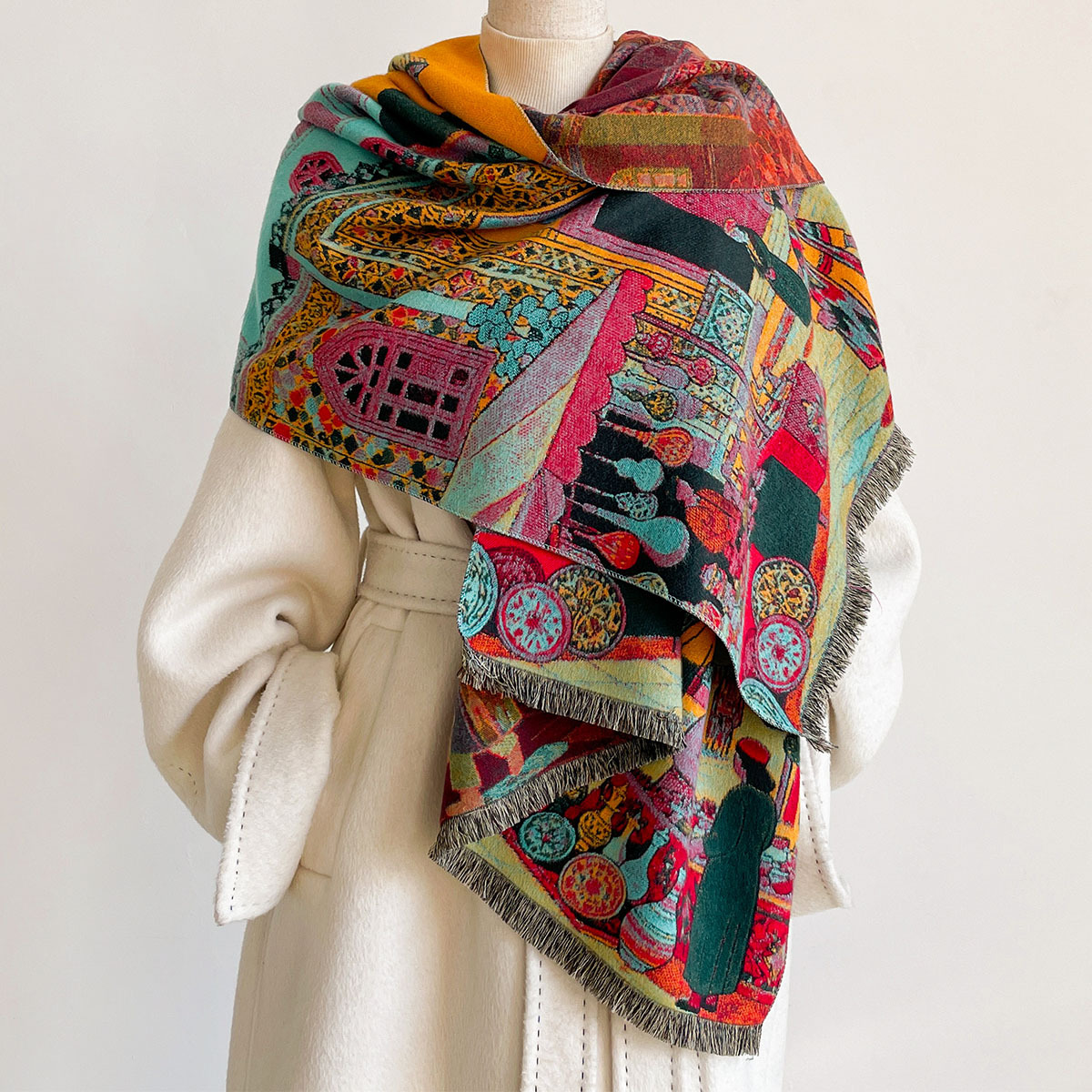 Bufanda de imitación de cachem - Woven Scarf Blanket reseña y precio